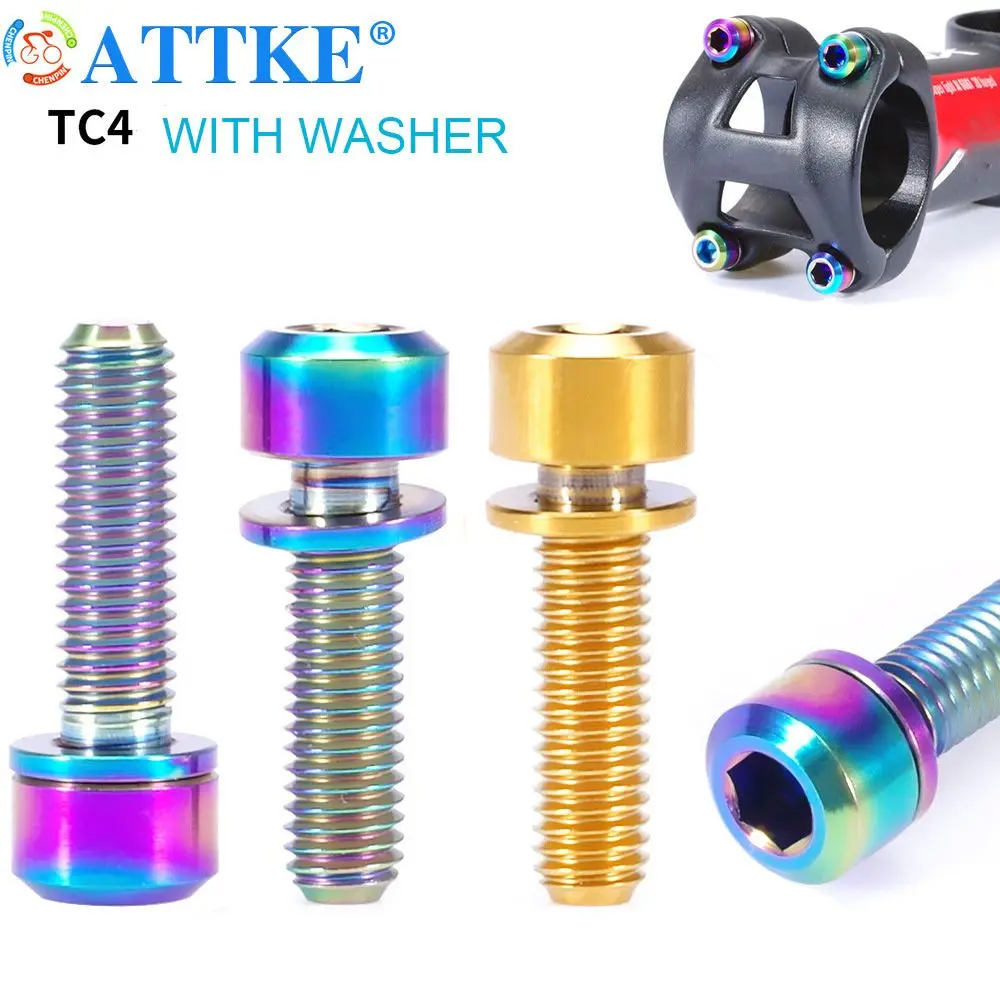 M5 Titanium with Washer Accessories Stem Fixing Bolts Bicycle Stems Screws Bike Parts Fixed Bolt