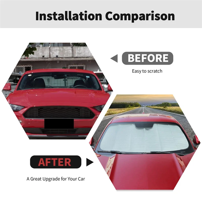 

For Ford Mustang 2015-2023 Car Windshield Sunshade Sun Shade Heat Shield Window Sun Visor Mat Accessories, 6PCS