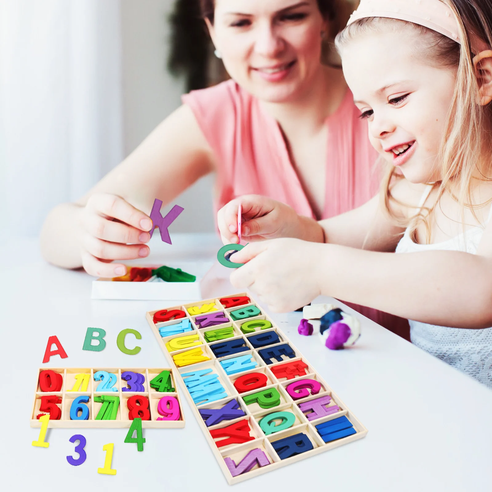 1 ensemble de lettres et chiffres en bois, Puzzle d'orthographe colorée pour enfants, blocs Alphabet d'éducation précoce, activités préscolaires, Alphabet en bois