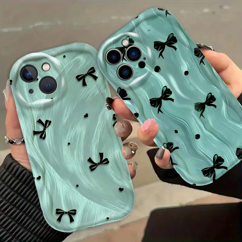 

Cool Sweet Black Bow Pattern For Apple iPhone 17 16 15 14 13 12 Mini Air Pro Max Plus Wave Oil Phone Case