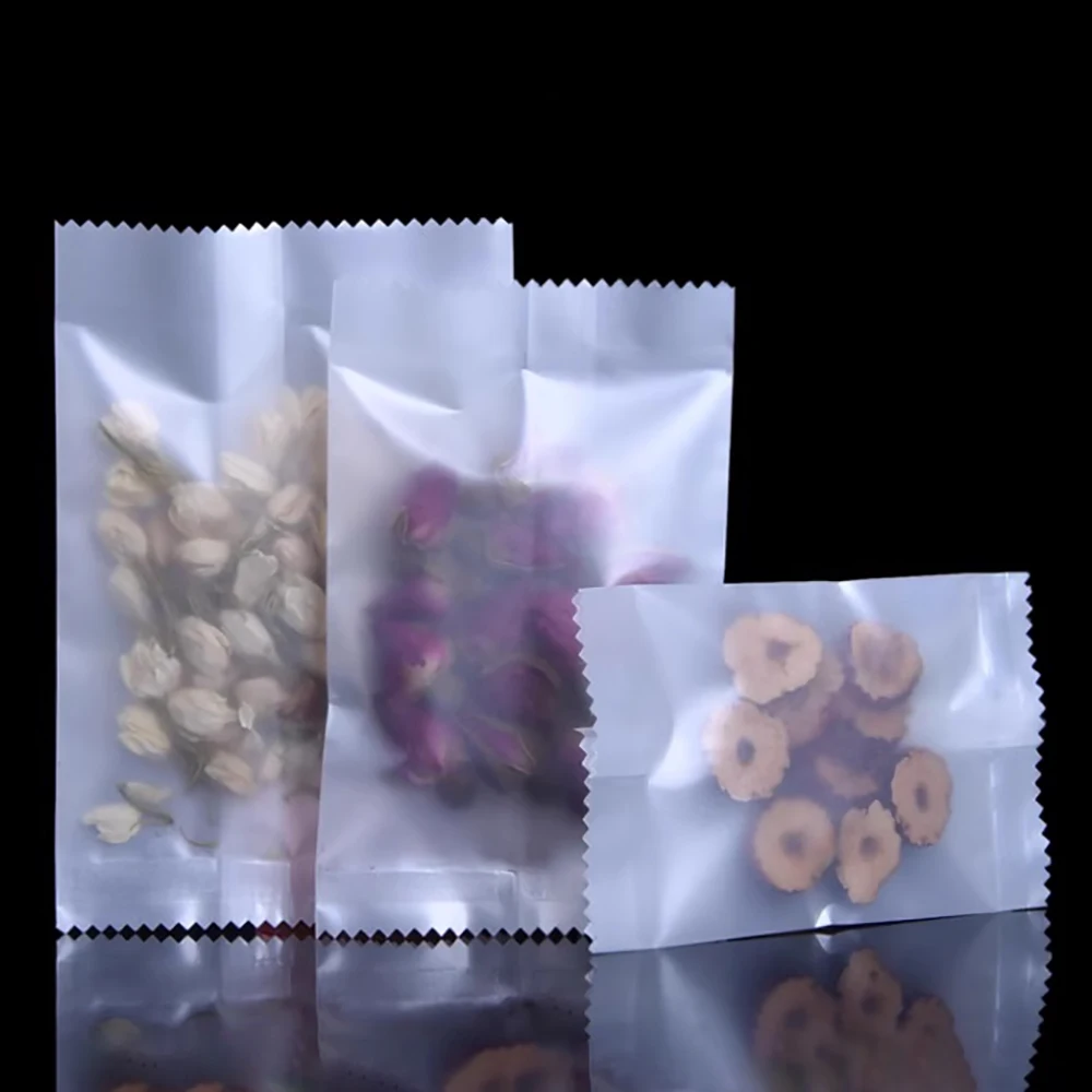 100pcs Serrated Frosted Plastic Bag Machine Seal Gift Decoration bags DIY Biscuit Candy Snack Packing Pouch Baking Accessories