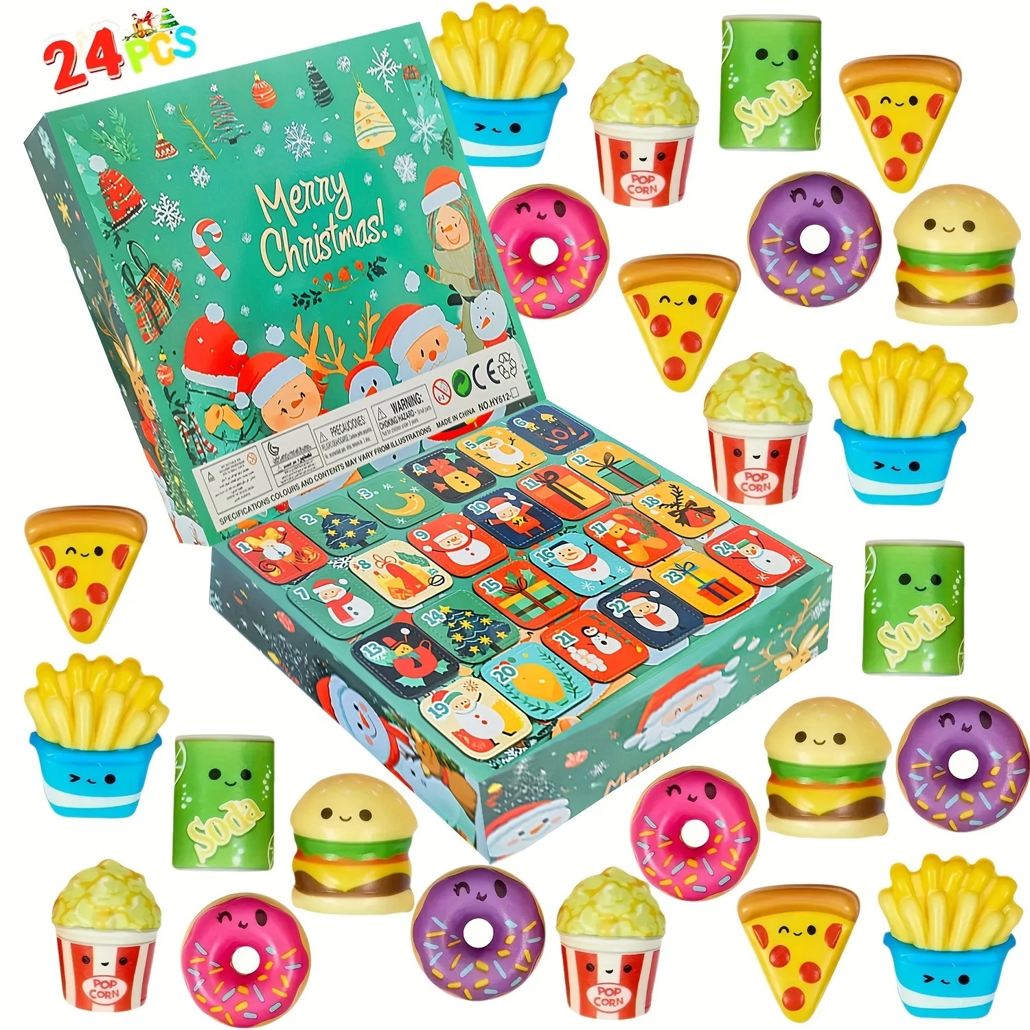 2024 24 Day Squish Fast Arrival Calendar - Multiple Design Slow Rising Mini Sensory Toys, Party Gifts, Junk Food Gift Bag