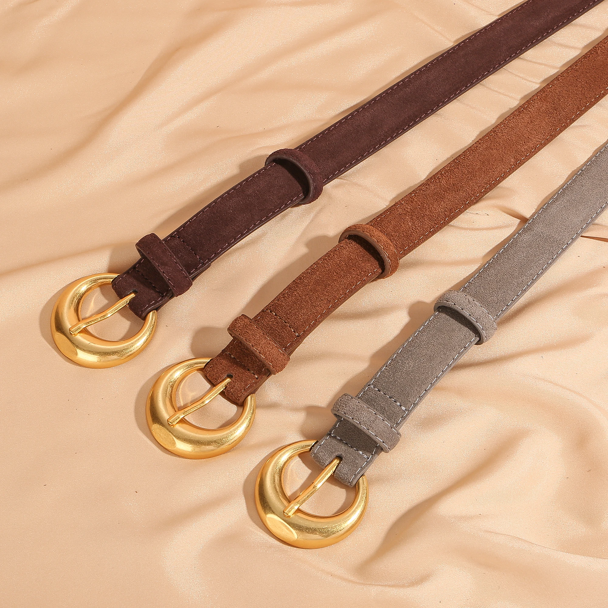 ヴィンテージ スエード カマーバンド ベルト 女性用 装飾ウエストバンド グレー グリーン カーキ