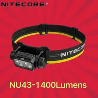 NITECORE NU43 1400Lumens Rechargeable Headlamp Battery Built-in 3,400mAh Li-ion Battery Beam color White+Red Light