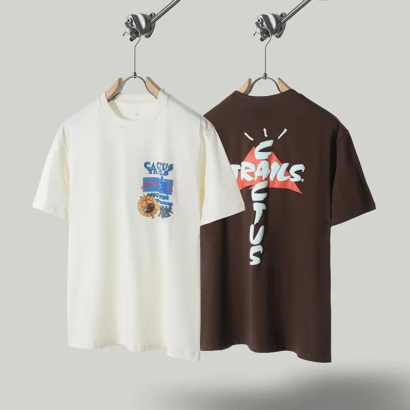 Travis Scott Cactus Jack Trails Assn Short Sleeve T-shirt Summer Crew Neck Design Collaboration Other Brands