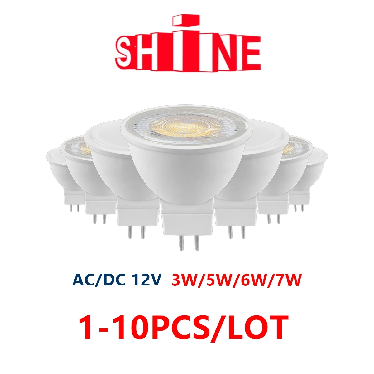 

1-10PCS LED spotlight MR16 AC/DC12V GU5.3 Luminous Angle 38/120 degrees 3W-7W 3000K-6000K can replace 20W 50W halogen lamp