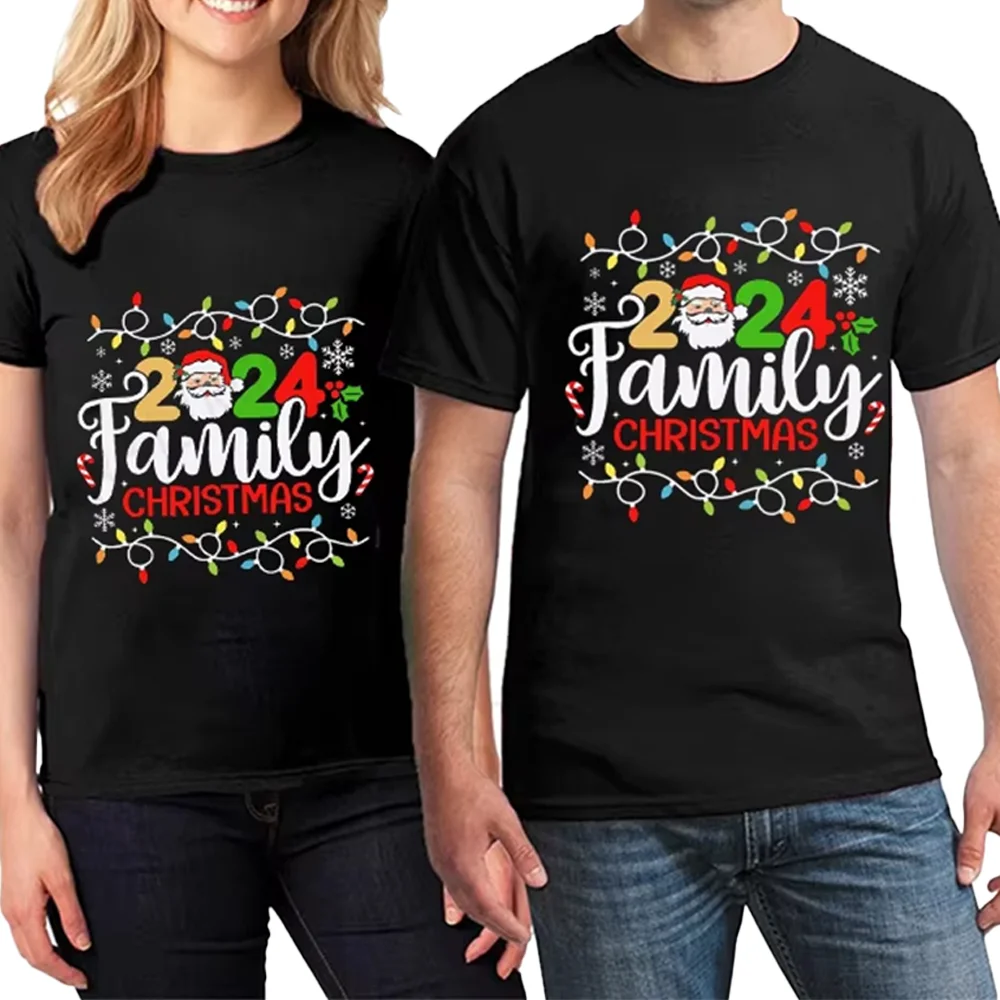 Family Christmas 2024 Print Shirts Family T-Shirt Outfits Xmas Party Family Tshirts Clothes Christmas Gifts Unisex Oversized Tee