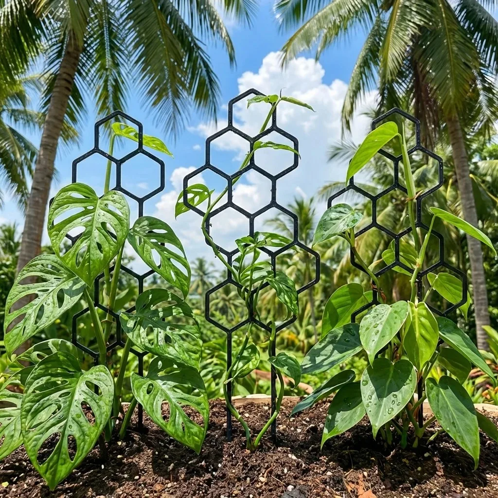 2PCS Honeycomb Design Plant Trellis Rustproof Plastic Support for Potted Vines and Flowers, Indoor Outdoor Garden Climbing Frame