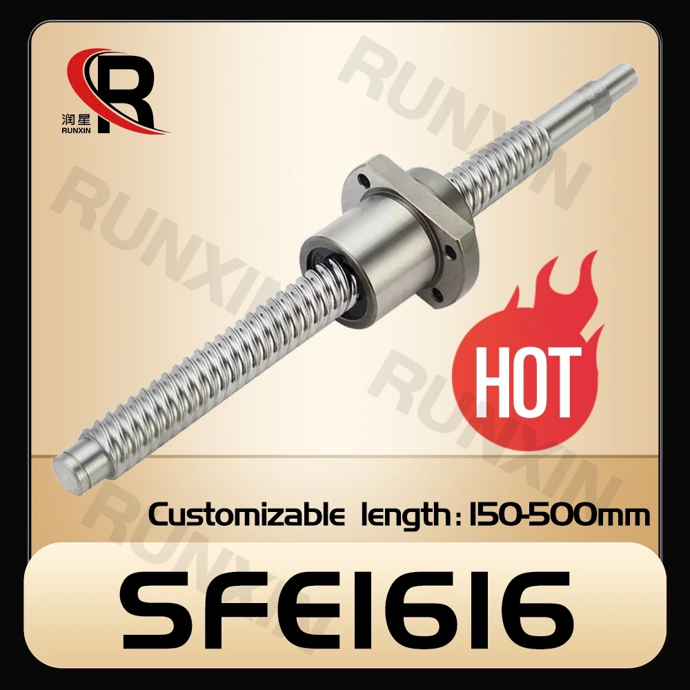 

RXTNC C7 machined SFE1616 L150 200 250 300 350 400 450 500mm with flange ballscrew nut BK/BF12 end Machined for CNC part