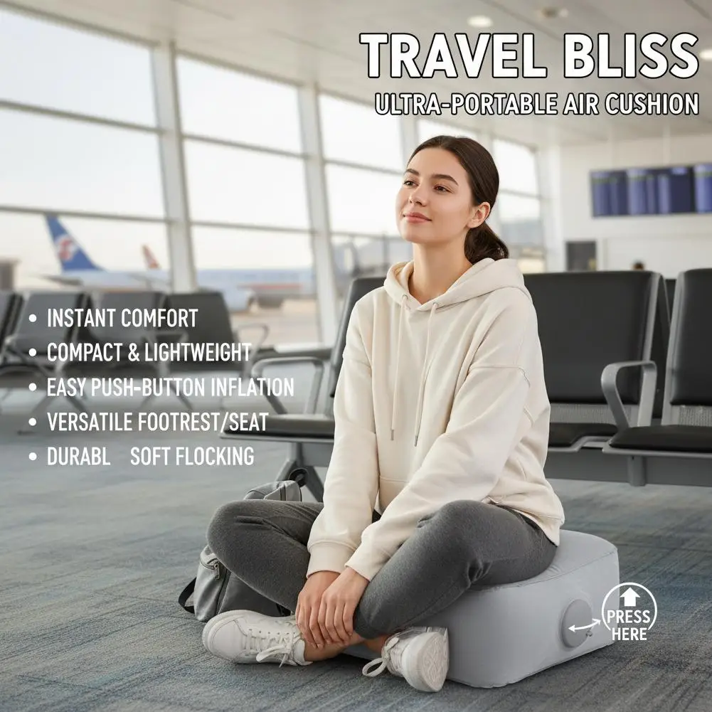 Press-type Inflatable Cushion Seat Foldable Waterproof Air Seat Cushion Muscle Relief Breathable Travel Press Leg Stool Home Use view 3