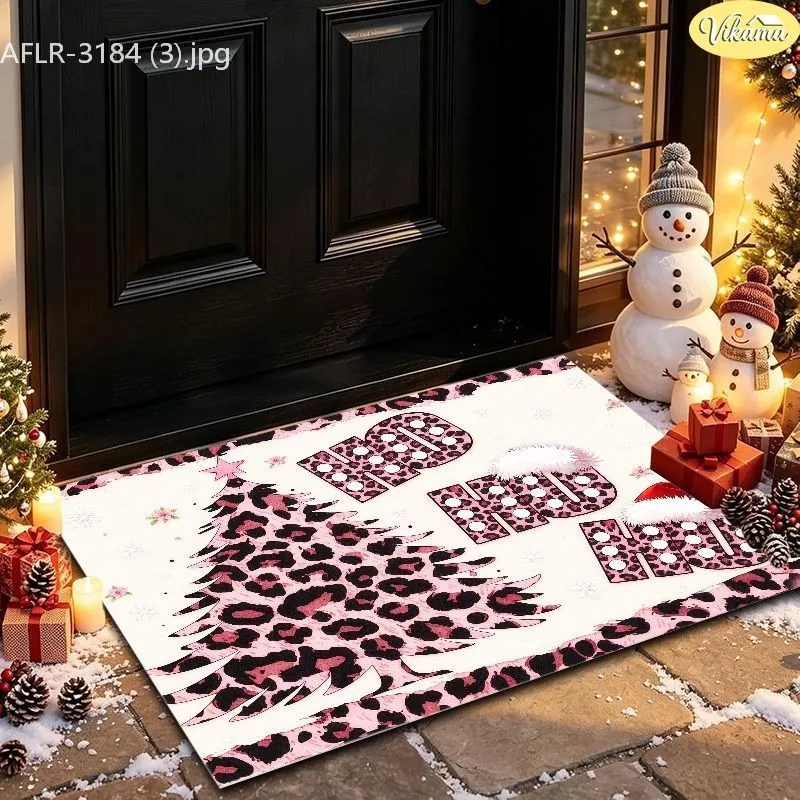 VIKAMA Christmas Doormat, Three Welcome Gnomes with Reindeer Antlers, Burlap Print, Soft Durable, Front Door