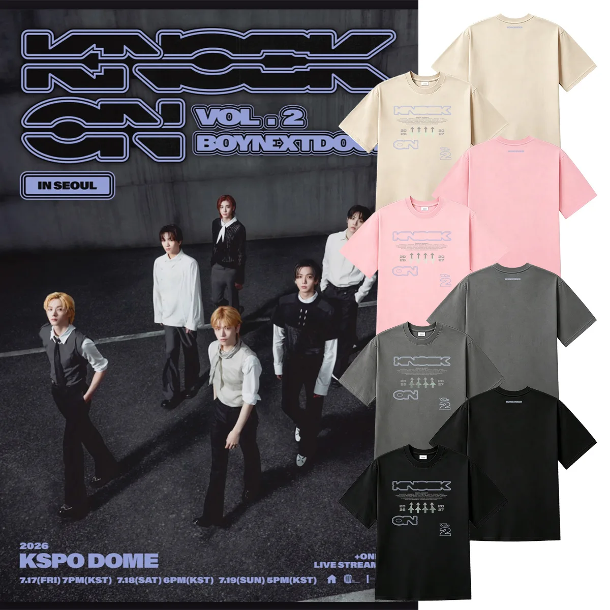 KNOCK ON VOL.2 Concert style printed T-shirt with front and back printed round neck short sleeves