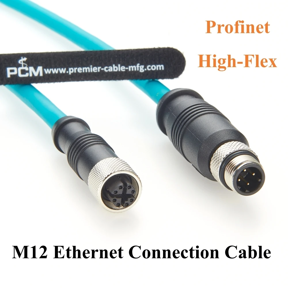 IP67 M12 Ethernet Cable X Code Female to D Code Male 100Mbps Cat6A High Flex Drag Chain Shielded for Automation,Machine Vision