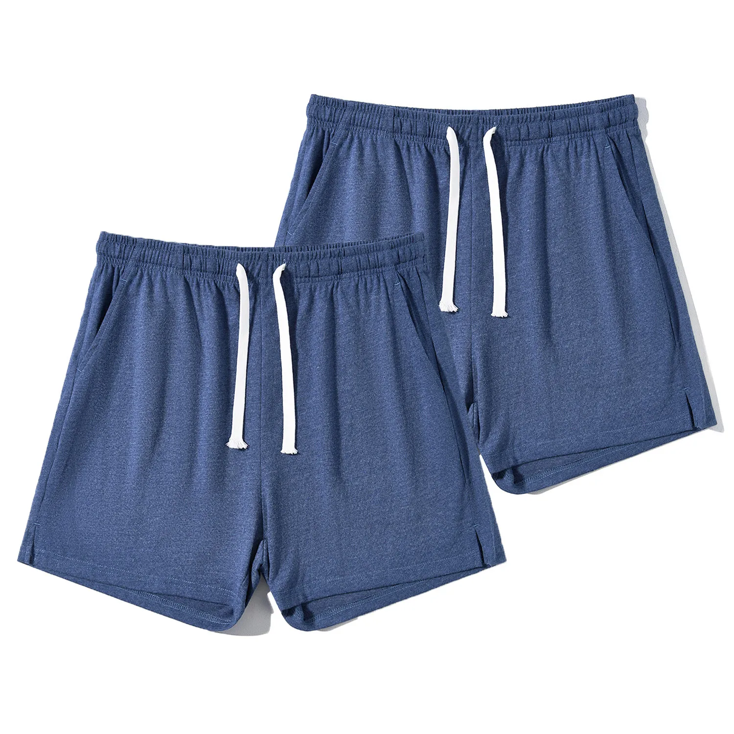 2-piece Set of Cotton Shorts for Men, Loose Oversized Casual Four Inch Shorts, Washed Soft Home Solid Color Pants
