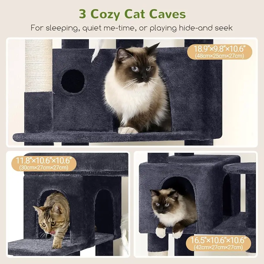 Globlazer Corner Cat Tree 66 بوصة برج تسلق متعدد المستويات كيتي كوندوس برج خدش للقطط للقطط الداخلية المتعددة مع Lar