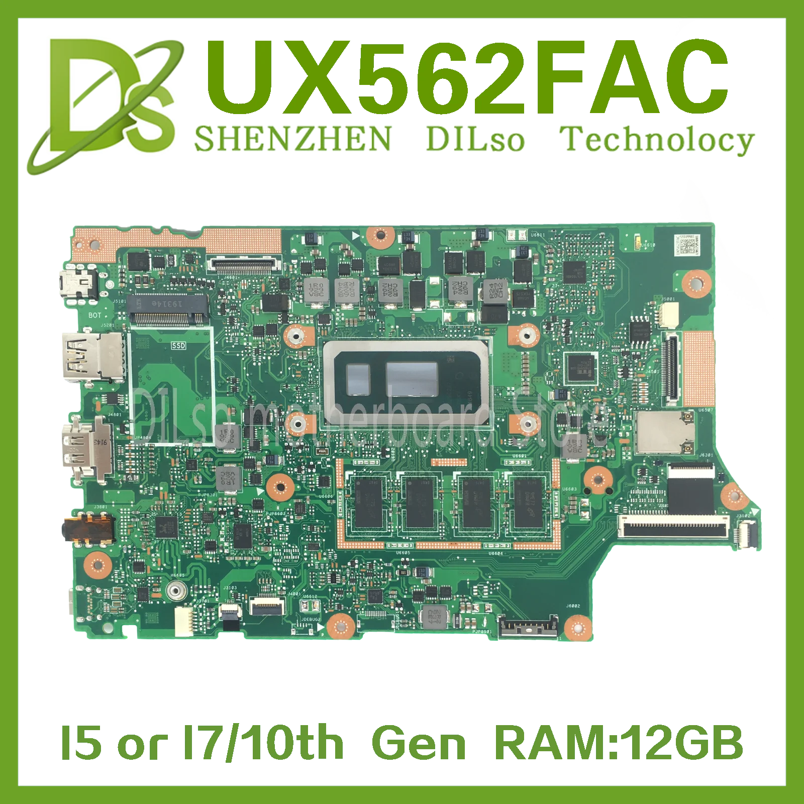 KEFU UX562FAC Mainboard For ASUS Zenbook Flip 15 UX562FN Q526FA UX562FA Laptop Motherboard W/I5-10210U I7-10510U 12GB RAM UMA