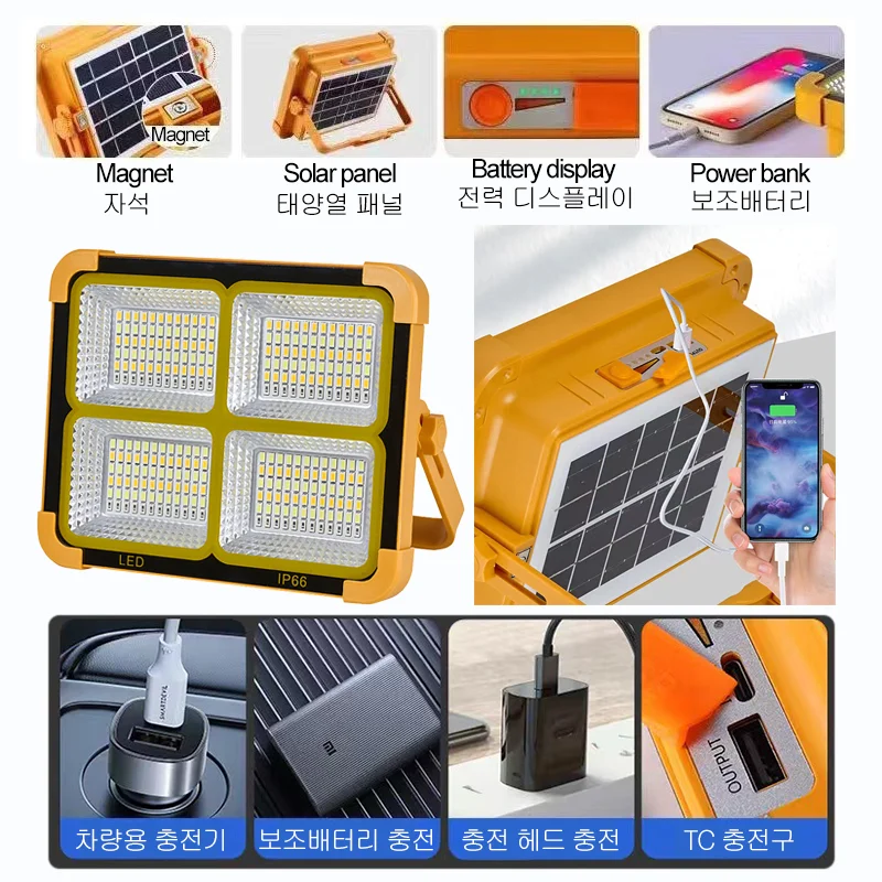 Solar Camping Lantaarn Draagbare Camping Licht Oplaadbare Zaklamp Led Tent Noodverlichting Waterdicht Zoeklicht