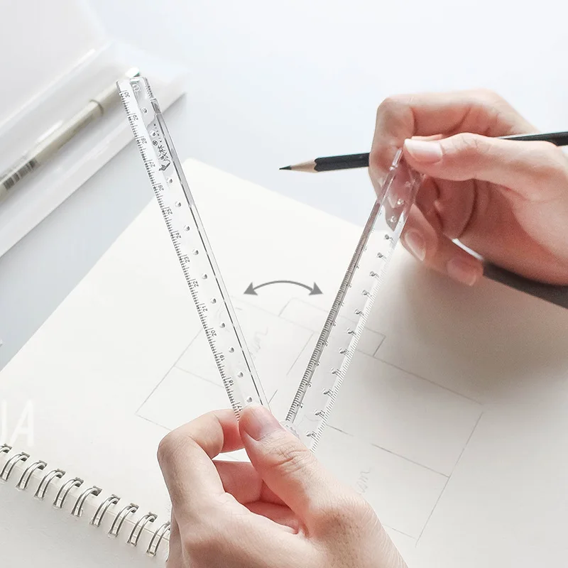 1pc Folding Acrylic Ruler - Perfect for School and Office Supplies!