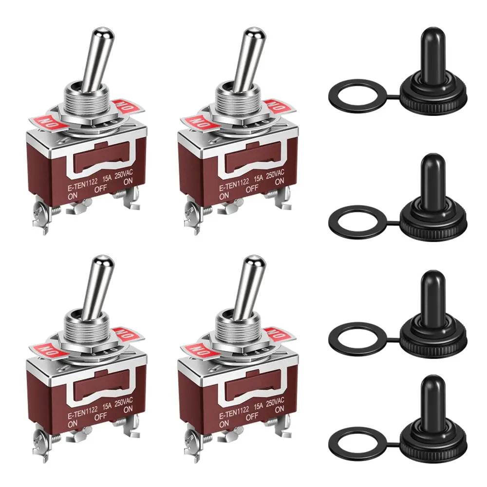 

Waterproof Toggle Switch ON-Off-ON 30A 12VDC/15A 250VAC 3 Pin 3 Position Marine SPDT Switch with Weatherproof Boot Cap Cover