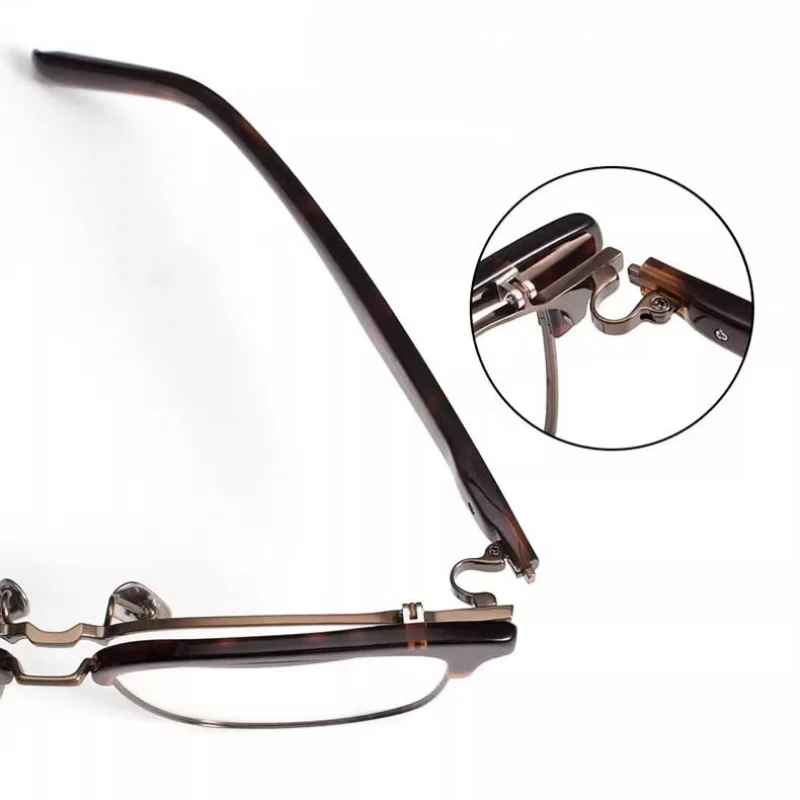 Vintage Square Flip-up Acetate Titanium Glasses Frames Brand Designer Half-Frame Men's Large Face Prescription Eyeglasses Frames - Image 4
