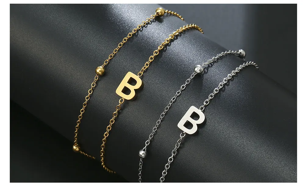 Cazador Edelstahl-Armband mit Doppelketten für Damen, Anfangsbuchstabe A-Z, Alphabet-Schmuck, 2026, Armband an der Hand, Geburtstagsgeschenk – Detail 6