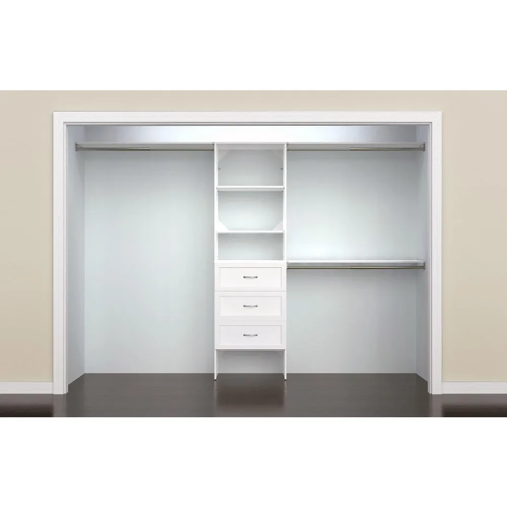 SuiteSymphony Closet Organizer with Shelves, 3 Drawers, 25-Inch-Pure White