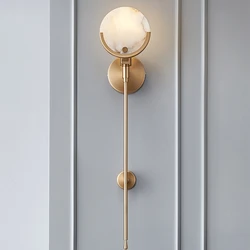 Modern Gold Marble copper Wall Lamp For Living Room Bedroom Hotel Minimalist Bedside Lamp LED Home Indoor Light Fixtures