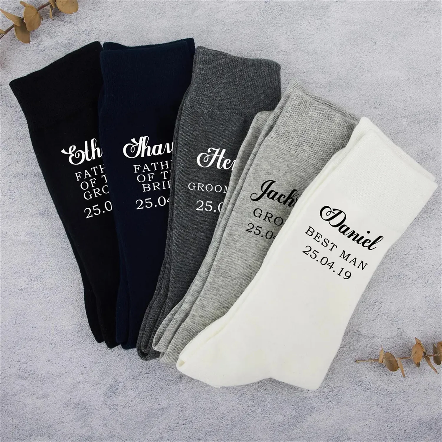 Calcetines con nombre personalizado, calcetines de boda personalizados, calcetines de padrino de boda con monograma, set de regalo de calcetines de boda, regalo del día de la boda, padrinos de boda profesionales