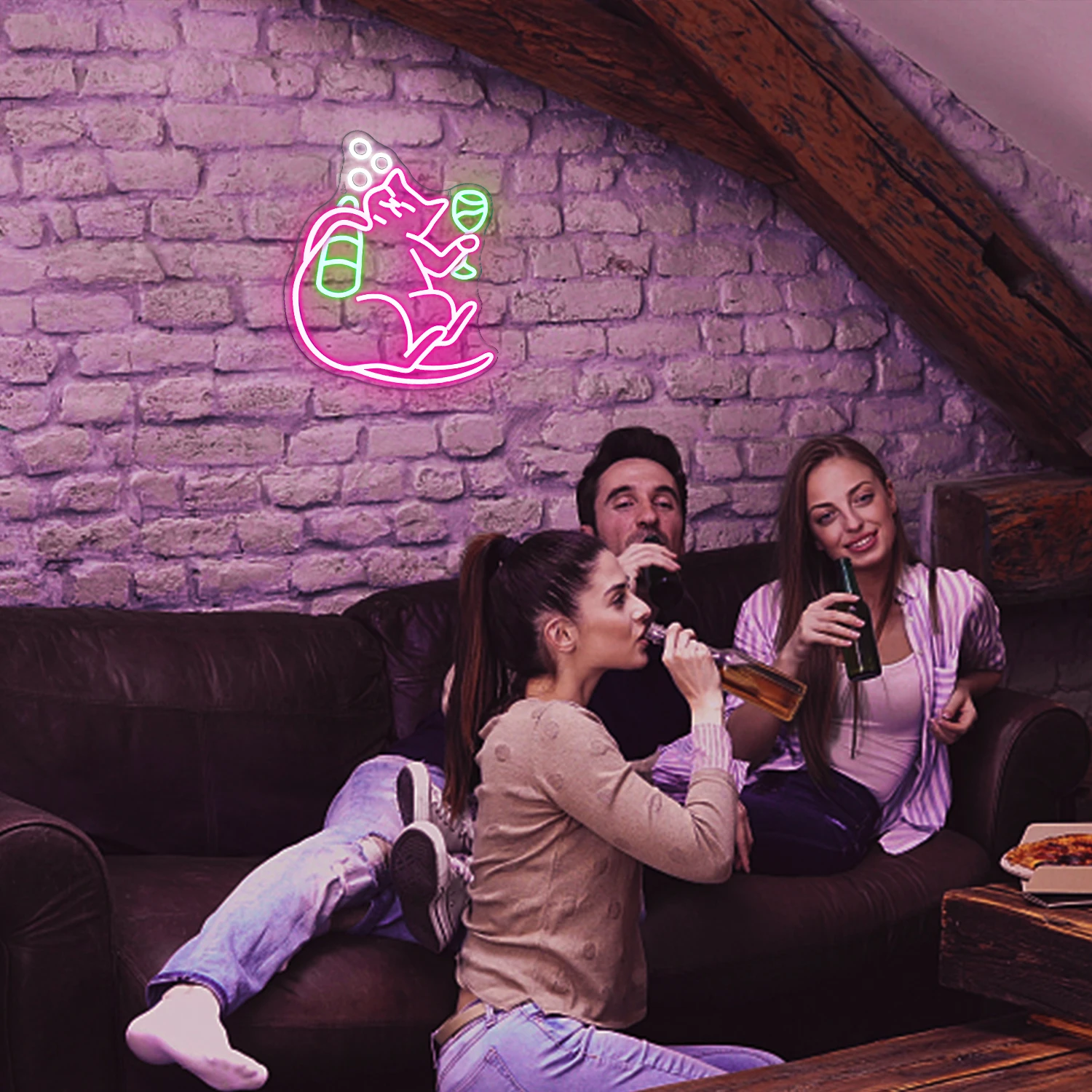 Kattenbier Neon Bord Grappige Bar Neon Borden Muur Decor Dimmen Led Teken Roze Dier Bar Borden Mannen Grot Home Kat Thema Feest Decor