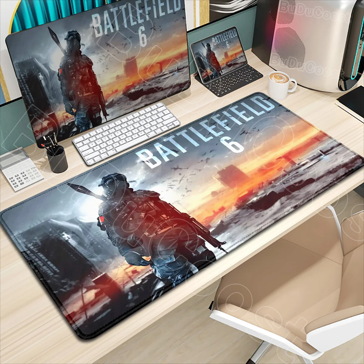 

New HD Gaming Non-slip Rubber Mouse Pad E-sports B-Battlefield 6 Mousepad Keyboard Pad Large Game Accessories Lock Edge Desk Mat