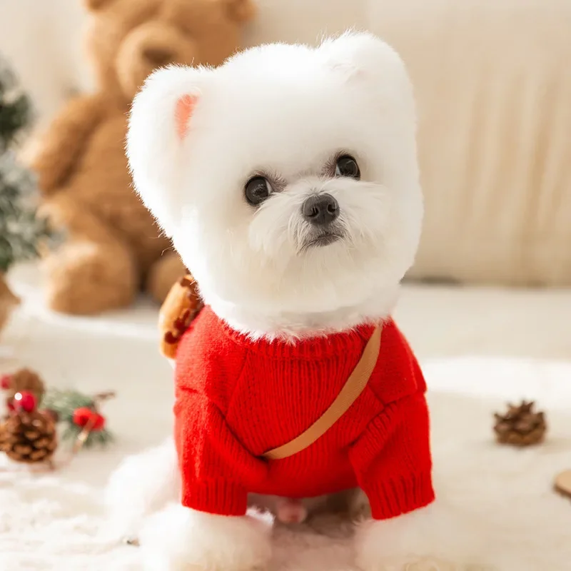 Autumn Winter Dog Christmas Halloween Festive Elk Knitted Sweater Chinese New Year Pet Dog Clothes Dog Sweater Puppy Clothes