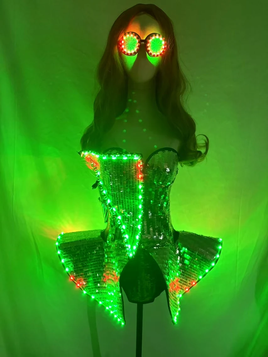 เซ็กซี่ Silver Pearl Sparkle Strapless ไนท์คลับชุดนักเต้นหญิงชุดฉลองปาร์ตี้ Performance PARTY เครื่องแต่งกาย