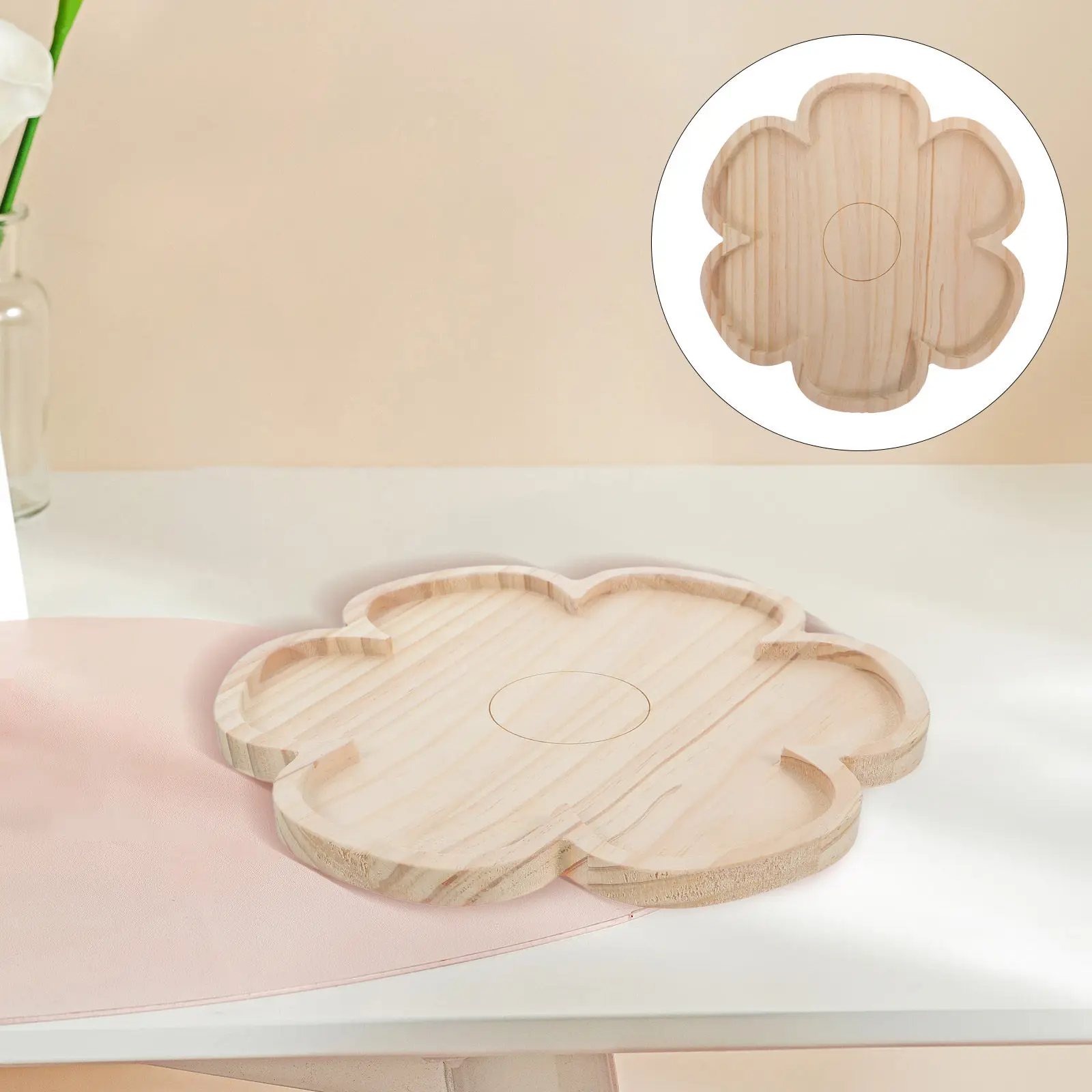 Solid Wood Flower Snack Serving Platter Decorative Daisy Charcuterie Board Easter Wooden Tray Rustic Cheese Dessert Plate Spring