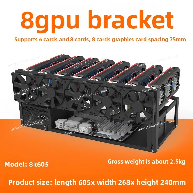 Open Frame GPU Rack, 6/8 Slots Graphics Card Bracket, Multi-GPU Fixed Support Frame