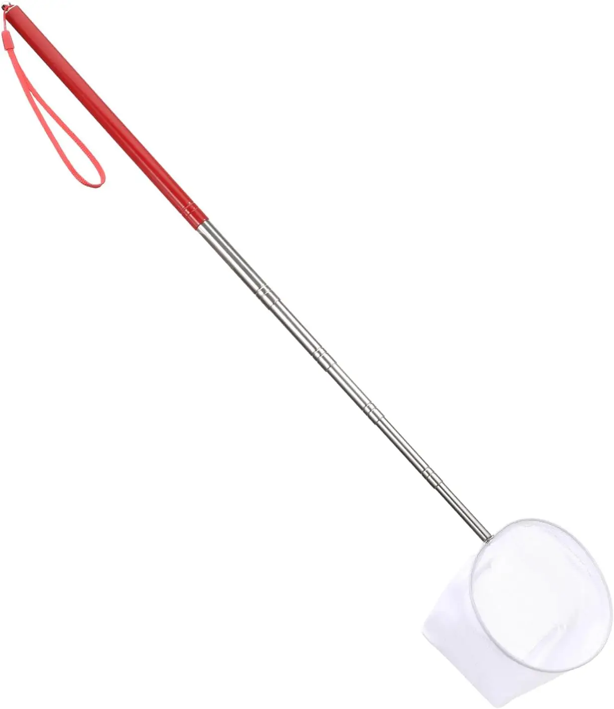 

4 Inch Small Round Aquarium Fish Net with Extendable Stainless Steel Handle, Red Fine Mesh for Shrimp Tank Pond Debris Skimming