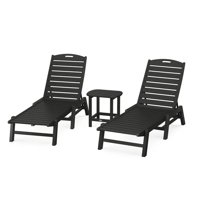 Modern Wetterfest Langlebigkeit Garden Folding Beach Sun Loungers Weather Resistant 3 Piece Chaise Lounge Set