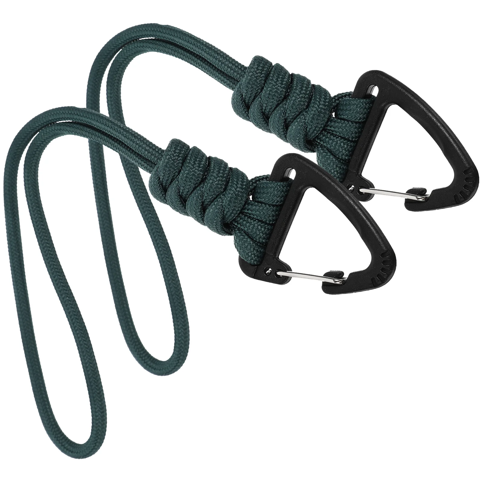 2 Pcs Walking Hiking Pole Holder Keychain Lanyard Tool Weave with Carabiner Dark Green Pp for Hand Tools