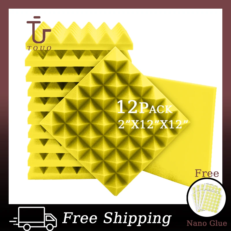 

TOUO Acoustic Soundproof Foam 12 Pcs Sound Proof Foam Pyramid Insulation Foam Studio Sound Insulation Foam Panel