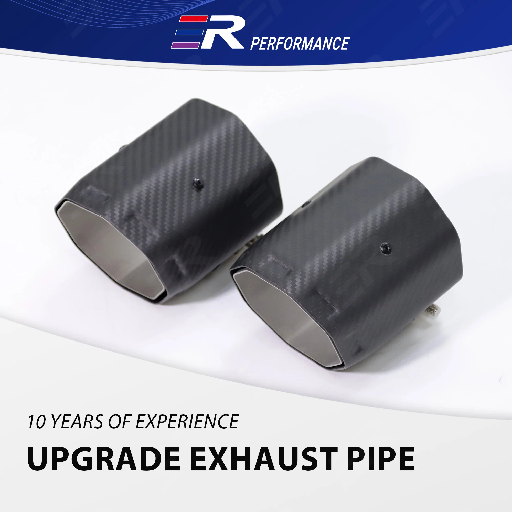 ER 1PC Premium Exhaust Tip Real Carbon Fiber 304 Stainless Steel Muffler System In 80mm Out 101mm Car Auto Modified Accessories
