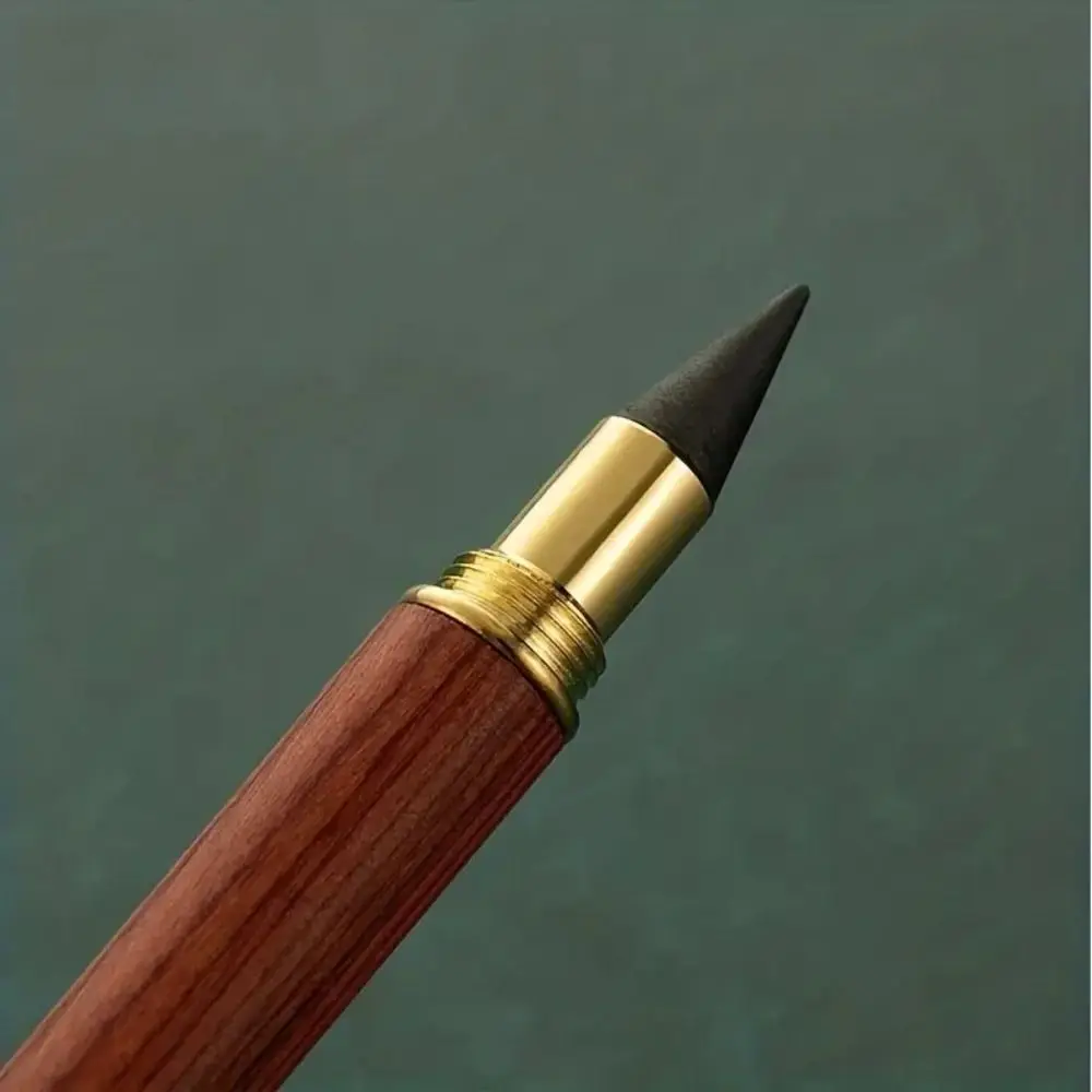 0.5mm 3 Colors Wooden Pencil Portable Professional Vintage Brass Wooden Pencil Durable Classical Eternal Pencil School Teacher