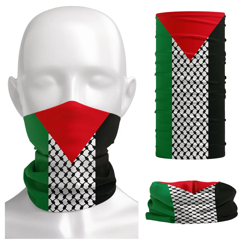 Bufanda de tubo con patrón de bandera de Palestina, polaina de cuello, Hatta palestina, Kufiya, Keffiyeh, diadema Unisex a prueba de viento para