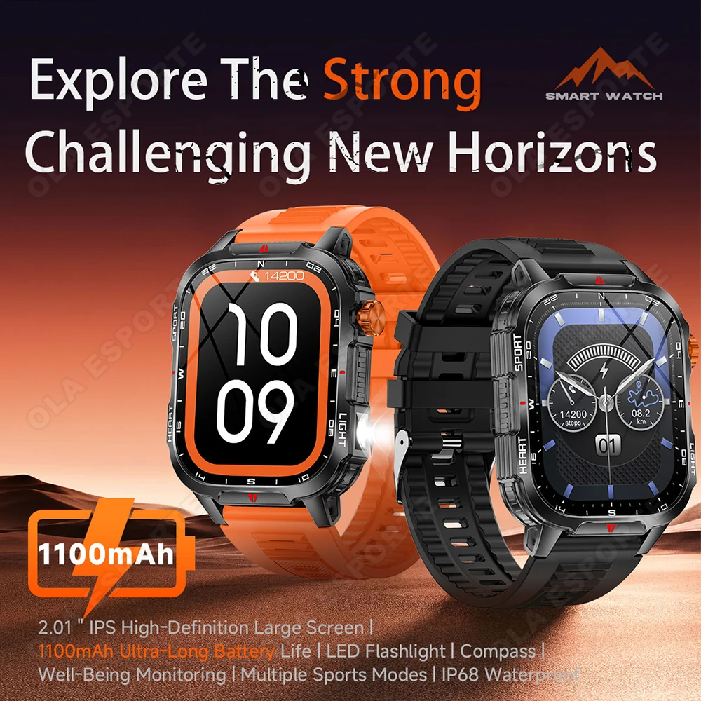 

IP68 Waterproof Smart Watch 1100mAh Battery Multiple Health Monitoring Methods Bluetooth Call Smartwatch Pedometer Fitness Clock