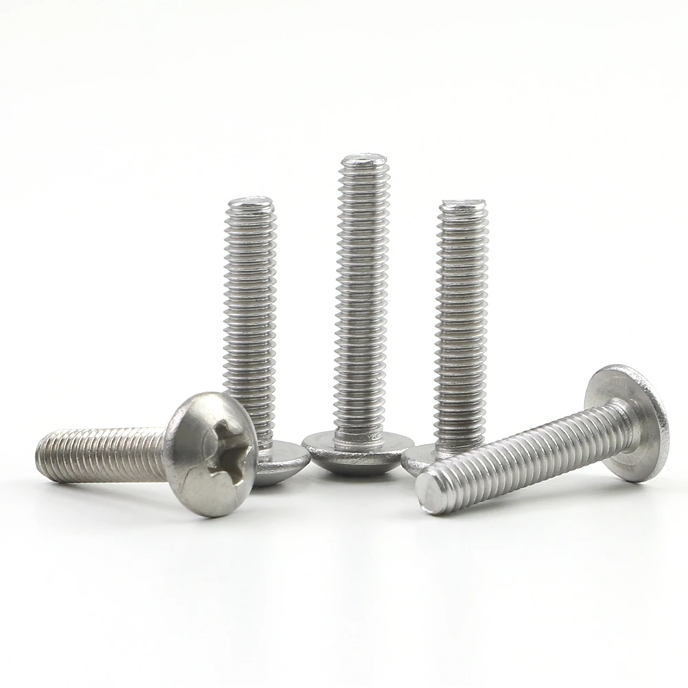 JUIDINTO 2-55pcs Truss Head Machine Screws Stainless Steel M2 M2.5 M3 M4 M5 M6 M8 Large Round Head Phillips Screw