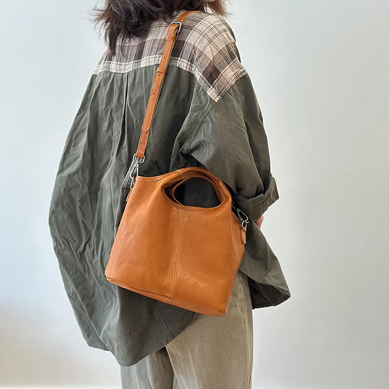 Handbag Soft Cowhide SimpleVersatile Large Capacity Shoulder Bag 2026 Autumn New Genuine Leather Women's Bag Retro