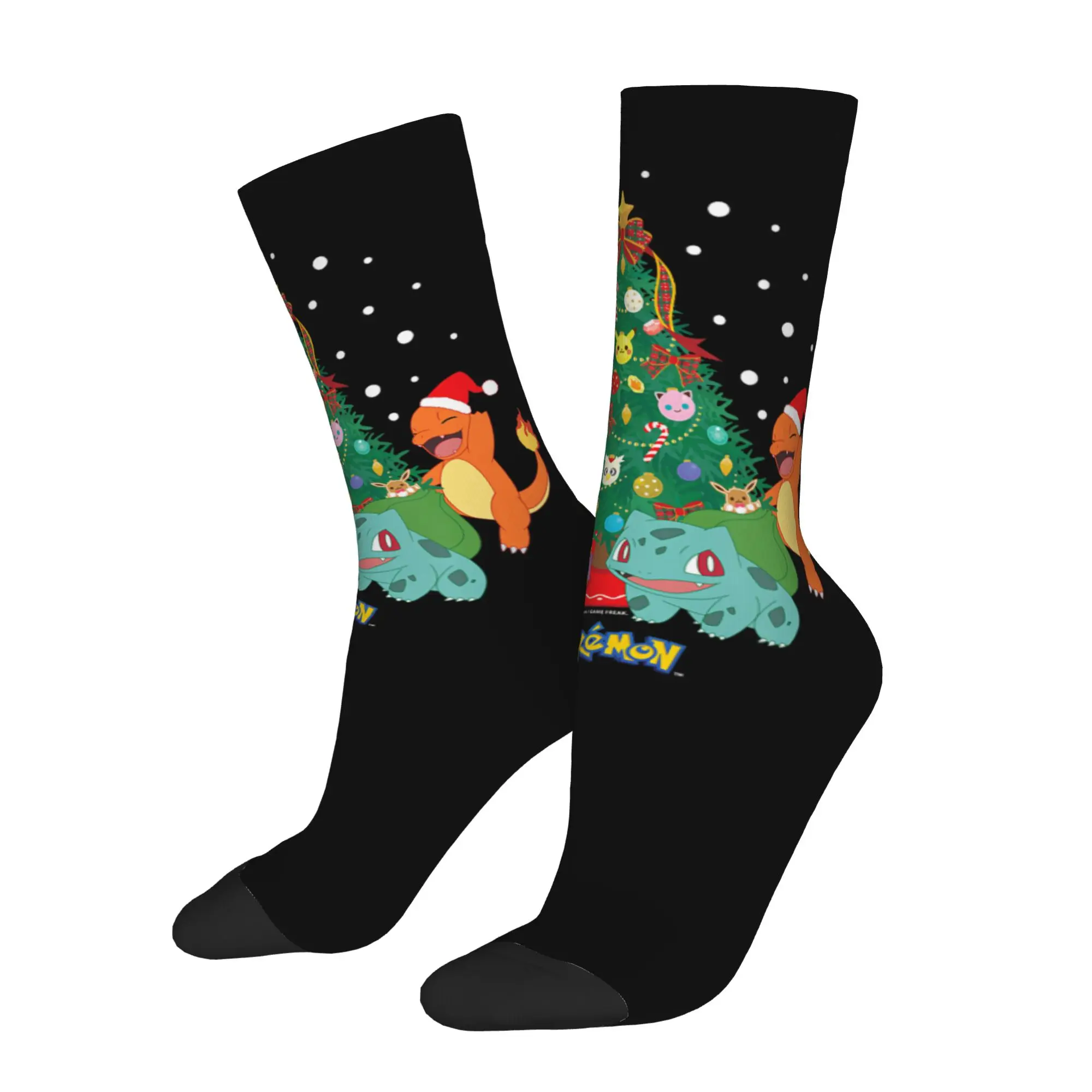 cycling socks Pokemon   Christmas Tree Crazy Men's compression Socks Unisex items Crew Sock