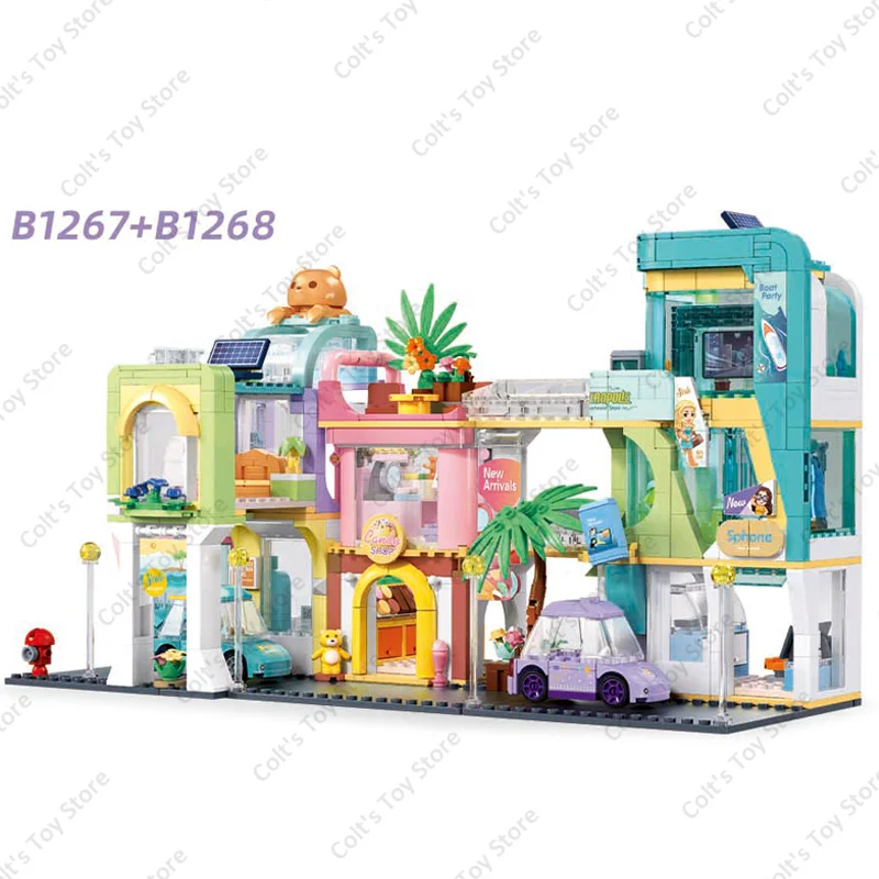 Sluabn Creative Street View Girls' Home Building Blocks Friendship House Holiday Vacation Villa Model Bricks Kids Birthday Gifts