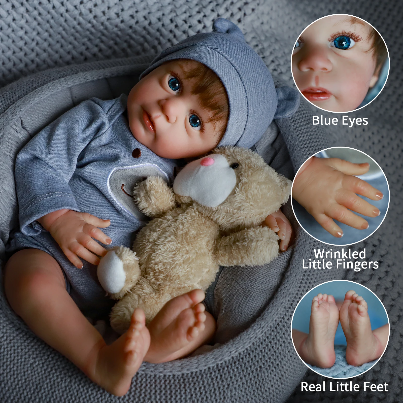 Realistic Reborn Baby Dolls - Mika 19 inch Lifelike Boy Soft Cloth Body for Kids and Collectors