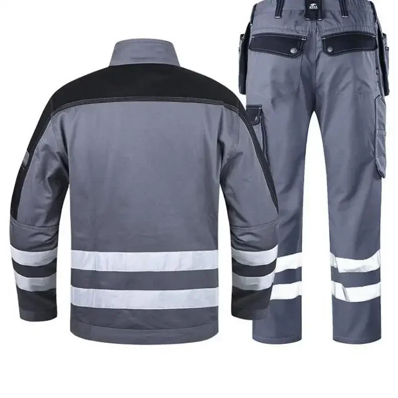 Reflektierende Streifen Arbeitskleidung Anzug Verschleißfeste Autoreparatur Maschinenreparatur Schmutzabweisende Asche Outdoor Sicherheit Arbeitsschutz C