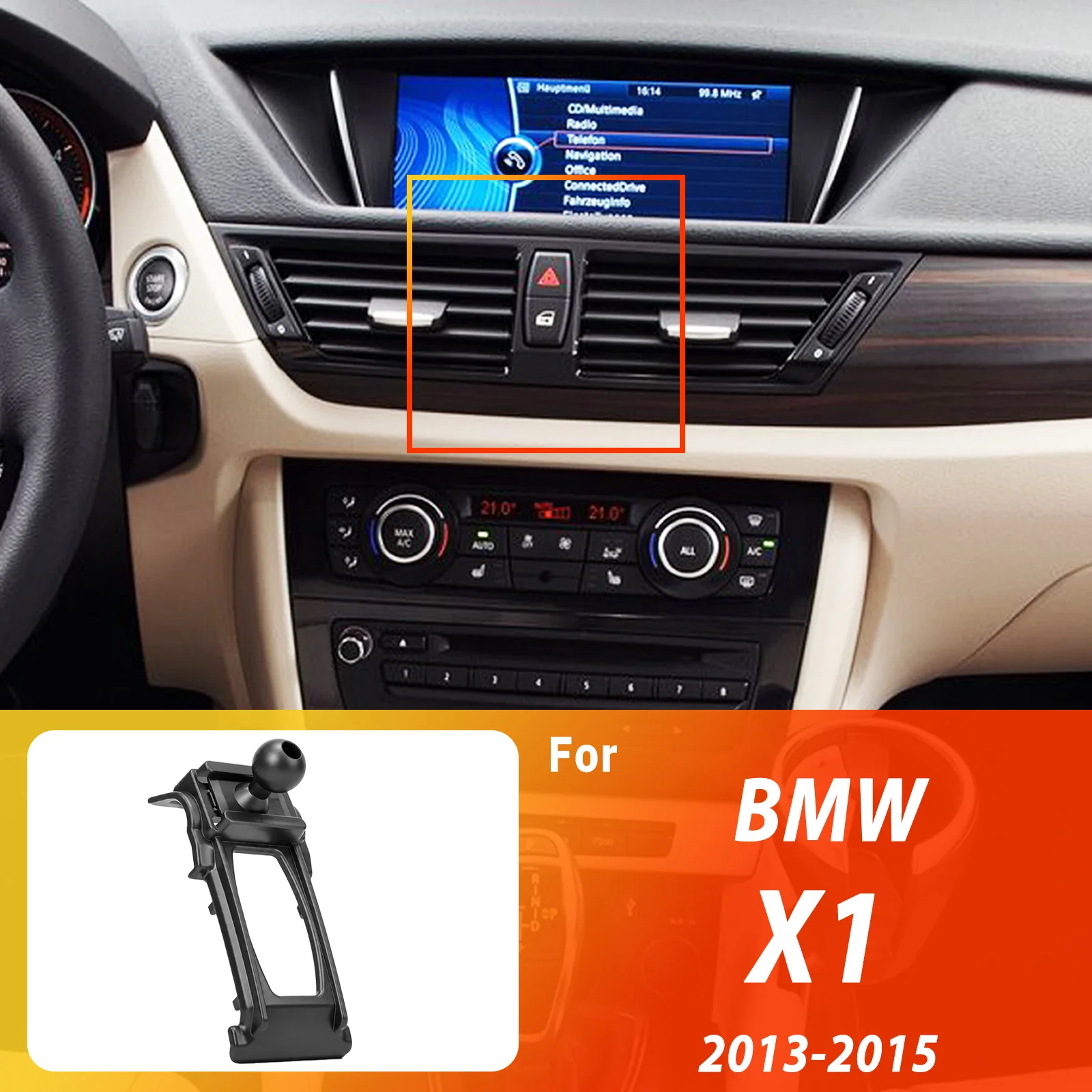 Designed for BMW X1 E84 2013 2014 2015 Phone Holder Car Magnetic Mount Smart Sensing Wireless Charging One-Touch Release