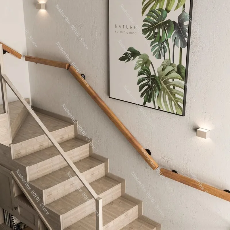 European style wall stair handrail solid wood elderly anti-skid corridor channel railing wooden handrail